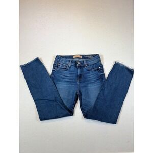 7 For All Mankind Roxanne Ankle Jeans Women Size 26 Blue Denim Frayed Hem